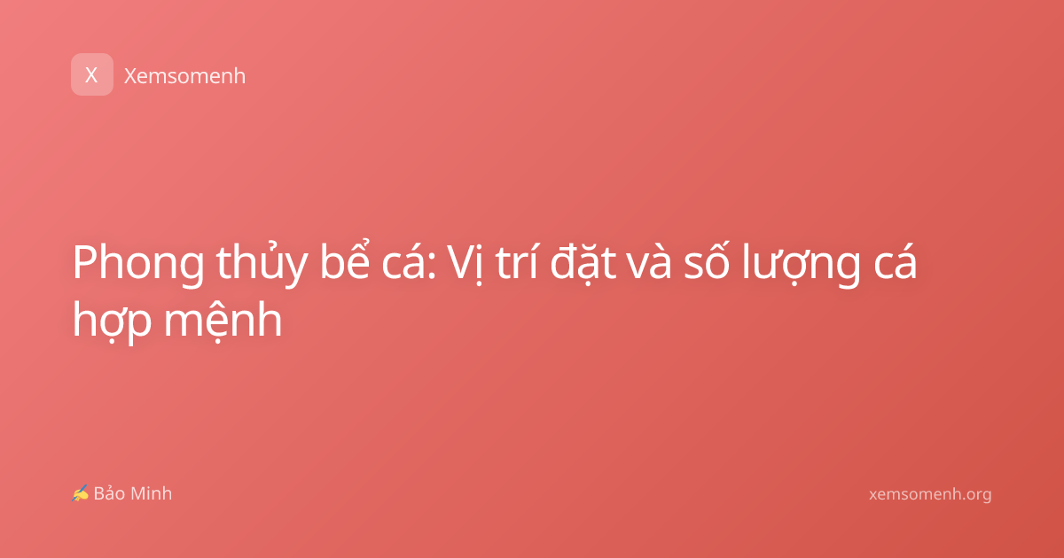 Phong thủy bể cá: Vị trí đặt và số lượng cá hợp mệnh